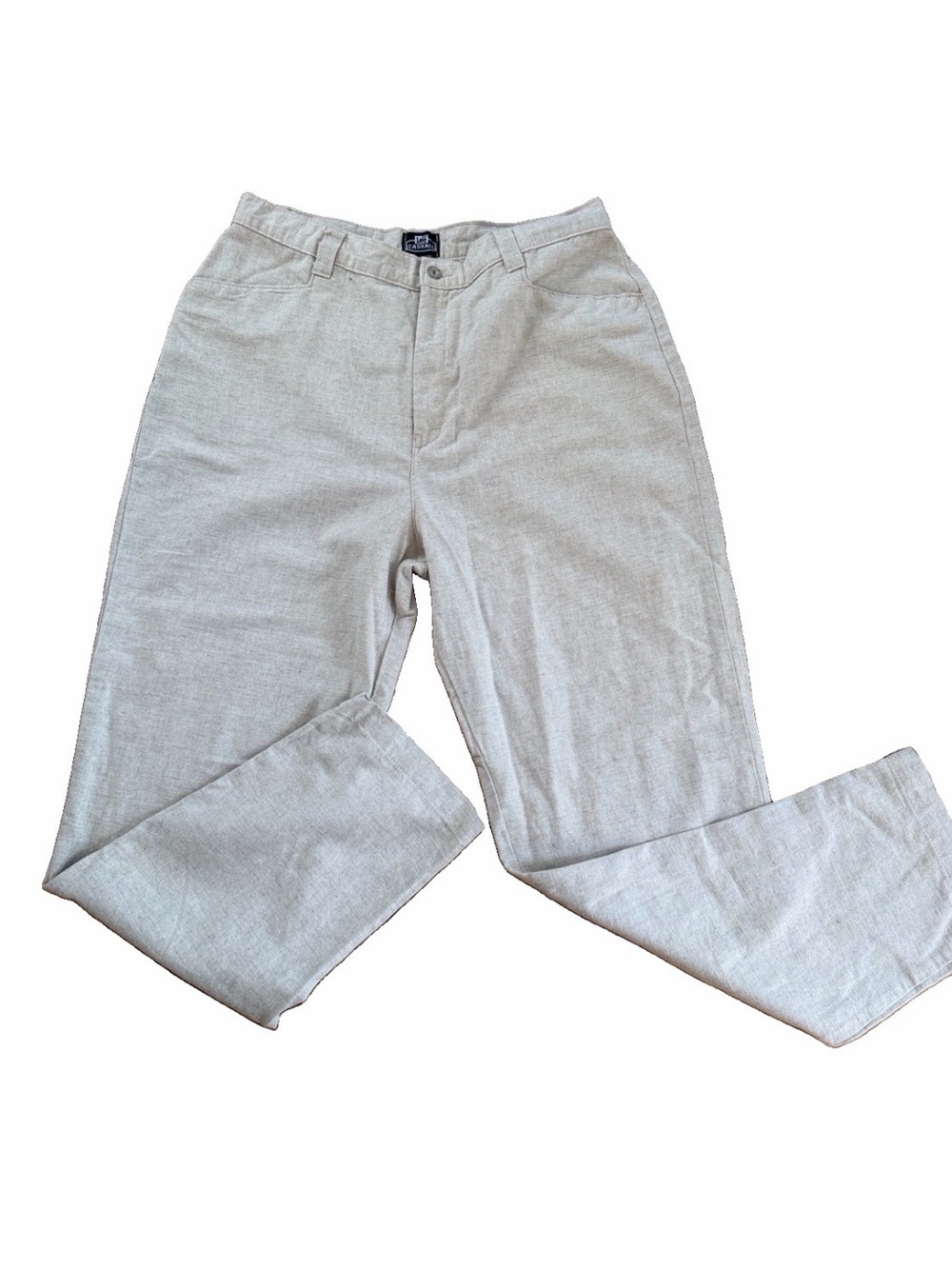 Lee Casuals Women's Pants Size 16M Tan Cotton Linen Blend Straight Leg